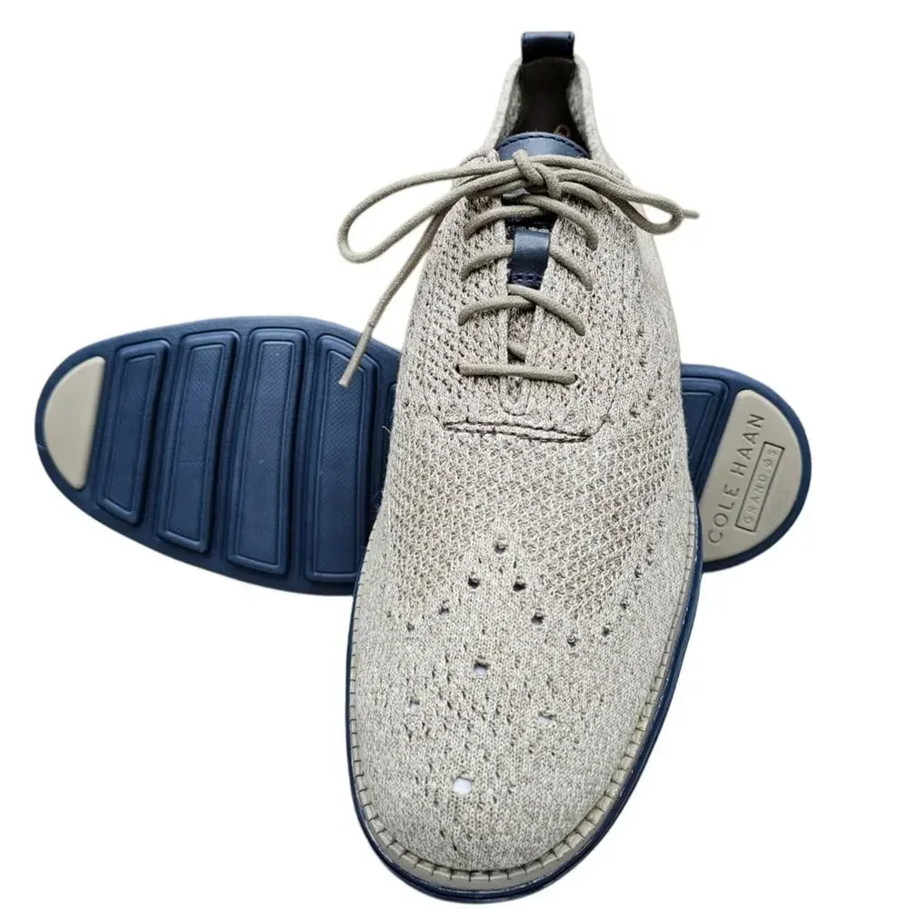 Cole Haan Knit Oxfords StitchLite Size 10.5 Original Grand Tan Wingtip Sneakers